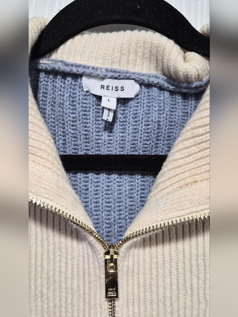 Reiss Jackie Half Zip Color Block Wool Blend Sweater Size Large - Picture 4 of 10
